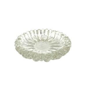 Vintage Hazel Atlas 1960s Clear Glass Sunflower Ashtray Trinket Dish MCM